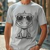 Trendy Lizard on a Rock SVG Clip Art A reptile wearing trendy sunglasses sits on a rock, making it a unique vector art image.