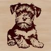 Close-up illustration of a Miniature Schnauzer sitting calmly, suitable for digital design and crafting.
