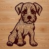Sitting Small but Mighty Dog Breed Portrait Close-up illustration of a seated miniature schnauzer dog with distinctive beard and eyebrows.