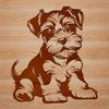 Miniature Schnauzer Dog Breed Portrait A small breed dog with a distinctive beard and eyebrows, sitting upright on its hind legs.