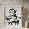 Hybrid Animal Illustration A mixed-breed animal illustration featuring a monkey and pig hybrid.