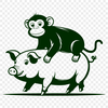SVG Monkey Pig Hybrid Illustration A playful illustration of a monkey-pig hybrid animal in vector format.