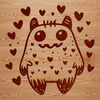 Vector illustration of a cute monster with love hearts, suitable for various designs and crafts.