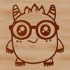 A smiling monster character wearing glasses and a friendly expression.