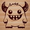 A colorful illustration of a cute monster with a friendly face.