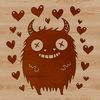A cute monster design featuring love hearts, suitable for various digital cutting machines and vector art software.