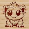 A colorful illustration of a cute monster's face with big eyes and teeth.