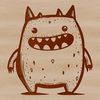 A playful, hand-drawn illustration of a friendly monster in a Halloween setting.