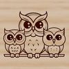 A simple illustration of a cute owl perched on a tree branch.