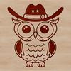 Big Round Eyes SVG Design A cartoon illustration of a small owl with big round eyes and soft feathers.