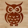 A stylized illustration of an owl's face, suitable for digital design and crafts.