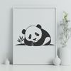 Panda Silhouette Design A black and white panda silhouette, suitable for cutting machine designs or digital artwork.