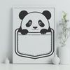 Playful Black and White Panda SVG A black and white illustration of a panda bear in a playful pose.
