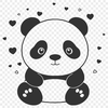 Lovey Panda Illustration A stylized illustration of a panda with love hearts surrounding its body.