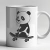A panda on a skateboard in a vector format.