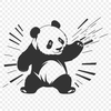 A black and white illustration of a panda, a wild animal native to China, designed as a vector graphic.