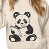 Wild Panda Reading on a Rock A cute wild panda sitting on a rock with a book in its paws.