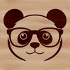 A cute cartoon panda wearing glasses in a playful design.