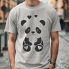 Cute Panda with Love Hearts A cute and cuddly panda bear with red love hearts surrounding its body.