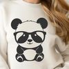 Cuddly Bear Wearing Cool Glasses A panda wearing sunglasses in a casual setting, suitable for various digital designs.
