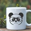 A stylized illustration of a panda wearing glasses in a playful pose.