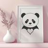 Heartfelt Panda Design An illustration of a panda surrounded by love hearts, designed as a vector graphic.