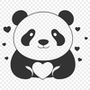 Panda With Heartful Hugs A cute, black and white panda bear with red heart symbols above its head.