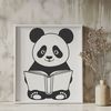 Cute Panda Holding a Book Illustration A close-up illustration of a panda holding an open book in its paws.
