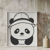 Black and White Panda Clip Art A realistic illustration of a wild panda in black and white, suitable for digital designs and crafts.