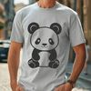 Simple Panda Clip Art Graphic A simple illustration of a black-and-white panda in a natural habitat.