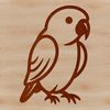 Vibrant Bird Line Drawing Simple line drawing of a colorful parrot with expressive facial features.