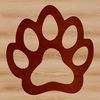A single animal paw print in vector format with details suitable for cutting or laser engraving.