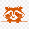 Raccoon peeking from behind a tree trunk in a detailed vector illustration.