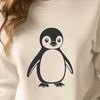Cute Cartoon Penguin SVG Design A black and white vector design featuring a cartoon-style penguin.
