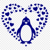 Illustration of a penguin with heart symbols, a vector design for digital projects.