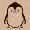 Cute Penguin Standing on Iceberg A black and white illustration of a penguin standing on an iceberg.