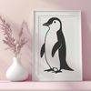 Black and White Vector Bird A black and white illustration of a penguin in a standing position, suitable for use in vector graphics.