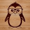Cute Penguin Wearing Specs in Snow A cartoon penguin wearing glasses perched on a snowbank.