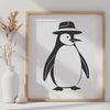 Cute Penguin Wearing a Hat in Vector Format Illustrated penguin wearing a hat, created as vector art for digital use.
