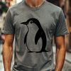A black and white penguin standing on ice, depicted in vector format.