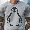 Free Penguin Vector Image A single black-and-white penguin standing on ice, with a subtle outline.