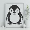 Simple Penguin Silhouette Vector Art A vector graphic design featuring a simple penguin silhouette in various poses.