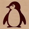 A simple line drawing of a cute penguin standing on the ice.