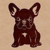 French Bully Breed Dog Silhouette A sitting French bulldog breed of dog, suitable as vector art for personal or commercial projects.