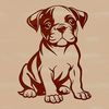 A sitting Boxer dog with a calm expression, depicted as a vector graphic suitable for various digital uses.