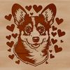 Adorable Welsh Corgi Clip Art Vector illustration of a smiling Welsh Corgi dog with love hearts.