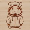 Adorable Cartoon Hamster in Hoody A cartoon hamster wearing a small hoody sitting on its hind legs.
