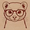 A cartoon ferret wearing glasses, illustrated as a simple vector design.