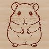 Happy Hamster Line Art Design A simple line art design of a happy hamster with whiskers and fur details.