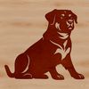 Vector Canine Companion A vector illustration of a Rottweiler sitting on the floor.